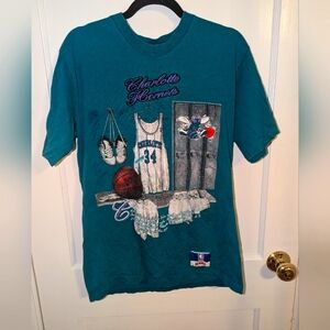 Vintage nutmeg Charlotte Hornets embroidered shirt made in USA